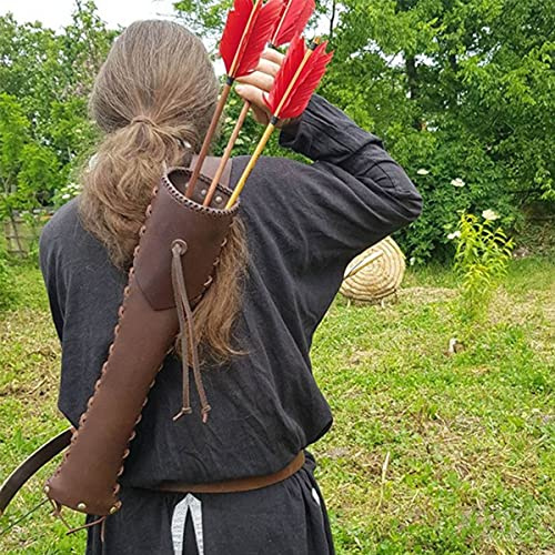 Cachorro Faretra in Pelle Vichinga Porta Freccia, Faretra Regolabile Appesa alla Spalla per Frecce, Accessori per Costumi da Cacciatore di Cavalieri Medievali, Puntelli per Prestazioni Sceniche