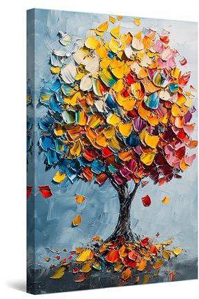 Startonight Quadro su Tela Luminoso - Albero Multicolore Astratto, Quadri Moderni Astratti per Soggiorno, Grande Stampe Incorniciate 80x120 cm, Decorazione Parete, Idea Regalo Elegante