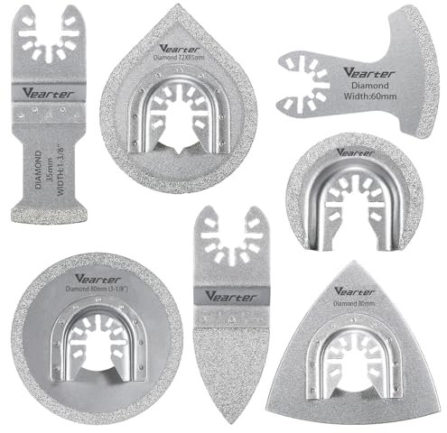 Vearter 7 cuchillas multiherramienta de diamante, cuchillas multiherramienta universales para eliminación de lechada de grano, cuchillas multiherramienta de liberación rápida para azulejos, ladrillo