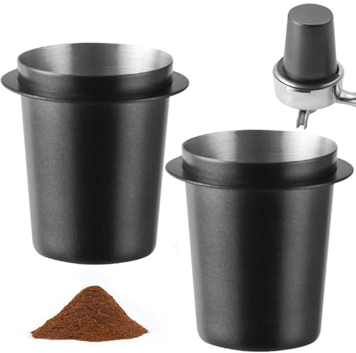 2 bicchieri dosatori da 58 mm, tazza dosatrice per caffè e caffè, in acciaio inox, per la ricezione di polvere, adatto per macchina da caffè da 58 mm, colore nero