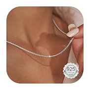 CASSIECA Kette Silber 925 Damen Silberkette Damen 925 Ohne Anhänger Fuchsschwanzkette 2.0 MM Halskette Silber Ketten für Frauen Mädchen 46CM