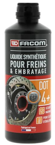 FACOM 006202 Liquide de Freins Dot 4+ - SAE J1704 et ISO 4925 - Faible Viscosité & Haute Performance - 500 ML