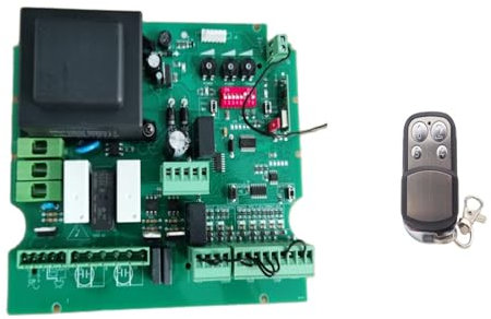 EDEDE Moteur Portail Coulissant Carte PCB 220v AC 433 MHz NC for Porte pivotante/coulissante, modèle for Moteur à Double Moteur, Circuit imprimé for Porte pivotante/coulissante(220V Board 4 Remote)