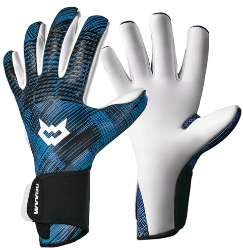 WVVOU Premium Adult Youth Goalkeeper Gloves Breathable High-Performance with 4+3mm Sticky Grip Latex Palm Including Guantes De Portero (BlackBlue, 8)