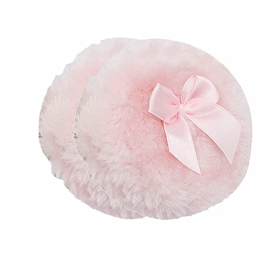 Paquete de 2 borlas grandes para el cuerpo y la cara, suave y esponjosa con asa de lazo, diseño de felpa (rosa, talla única)