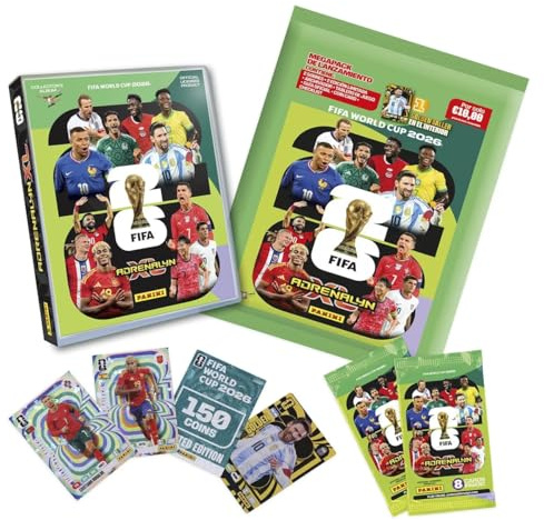 Album Adrenalyn XL Mundial 2026 | Megapack Lanzamiento Adrenalyn FIFA World Cup 2026 con Cartas de Futbol, Archivador y Sobres | Album de cromos Futbol Copa Mundial Panini (Álbum Cartas Adrenalyn)
