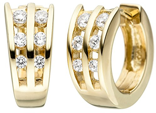 Jobo Damen-Creolen aus 925 Sterling Silber vergoldet mit Zirkonia