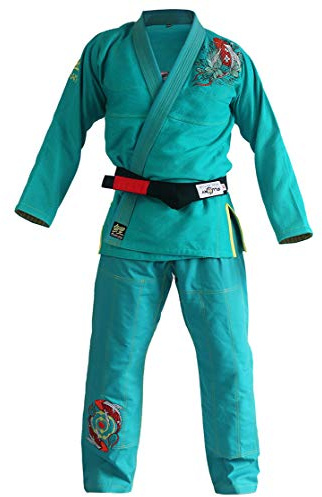 FLUORY Ladies Brazilian Jiu Jitsu Suit Female BJJ Gi Kimonos Women BJJ Uniform (BJJF20GREEN, F2)