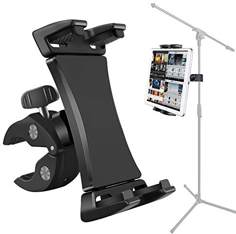 Microphone Music Stand Tablet Smartphone Holder Mount Heavy Duty 360 Degree Swivel Clamp Compatible with 3.5 to 13.5in Phone Tablets, iPad Pro 12.9 11 10.5 Air Mini, Surface Galaxy Tab, iPhone Galaxy