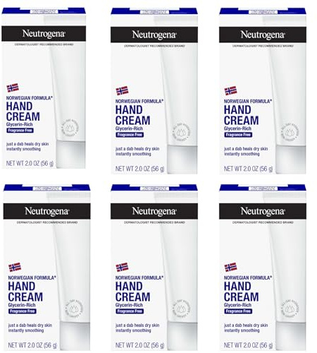 Neutrogena Norwegian Formula Moisturizing Hand Cream & Lotion for Dry Hands, Fragrance Free Glycerin Concentrated Relief, Over 200 Uses, 6 Pack, 2 oz Each (Total 12 Fl Oz)