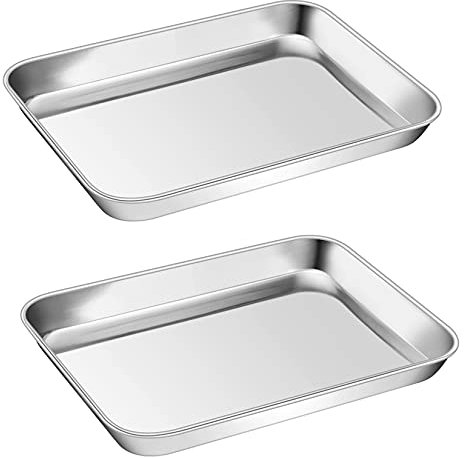 P&P CHEF Baking Sheet Pan, Stainless Steel Cookie Sheet, 9 Inch & 2 Pcs