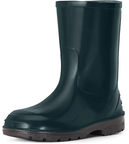 Ladeheid Chaussures en Caoutchouc imperméables Hautes pour Enfants - Bottes de Pluie pour garçons et Filles LA-939 (Vert Foncé, 34 EU)