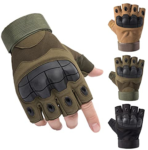 Swygoo Taktische Handschuhe, halbe Finger, Paintball, Airsoft, Militärhandschuhe für Motorrad, Jagd, Radfahren, Schießen, Wandern, Camping, Armee, Trainingshandschuhe, Boxen, MTB, Scooter (L, grün)