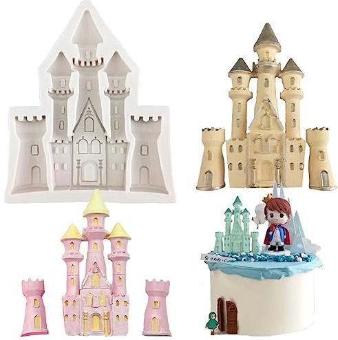 JAHEMU Silicone Castle Cake Mold, Gray, Food Grade, Bakeware, for Cakes, Chocolate, Fondant, Jelly, DIY Crafts