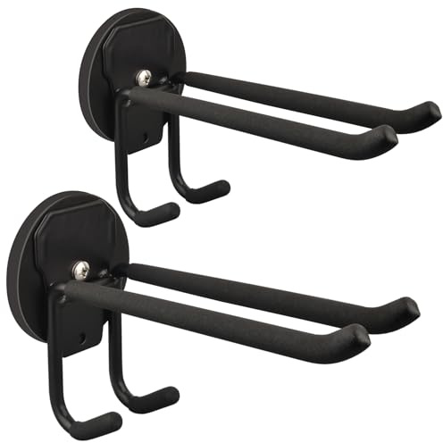 ULIBERMAGNET Double Layer Magnetic Hooks,Heavy Duty Magnetic Storage Hooks for Garden Tools,Shovel,Rope,Cable,Hose,Power Tool Organizer for Garages,Gardens,Workshop (2PACK/3.46INCH)