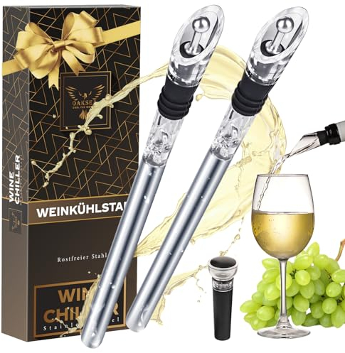 OAKSEA 7-in-1 Weinkühlstab Weihnachtsgeschenke, Weinkühler Geschenke für Männer Frauen Weihnachten, Ideales Adventskalender Geschenk für Weinliebhaber, Flaschenkühler Wein-Zubehör Wichtelgeschenke