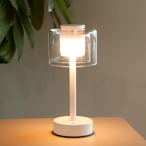 JHY DESIGN Lampada da tavolo industriale con controllo tattile Alta 27 cm Lampada da comodino a 3 vie dimmerabile Lampada da comodino ricaricabile, soggiorno, interni, esterni (ricarica Type-C)