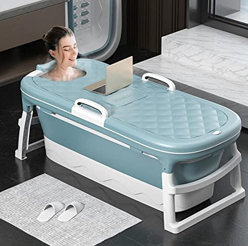 Bañera japonesa plegable portátil para adultos con bidé y sauna, bañera de hidromasaje de 54 pulgadas, diseño plegable para cabina de ducha, tamaño grande.