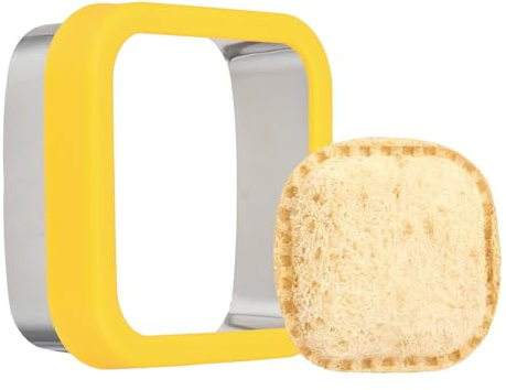 sourcing map Sandwich Cutter, Cookie Cutters, Sandwich Maker Bread Decruster Lunch Accessories Square Shape for Lunchbox DIY Cookie Lunch Bento Gift, Yellow