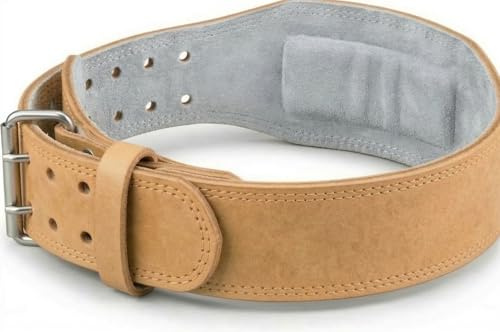 FIGHTAM® Gewichthebergürtel Leder Braun - 100% Echtleder Fitness Gürtel für Krafttraining, Powerlifting & Bodybuilding - Weightlifting Belt für Damen & Herren (M)