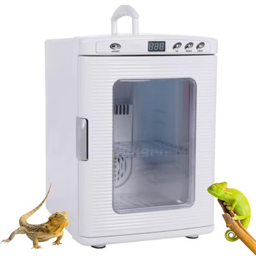 Incubatrice per rettili Incubatrice per Uova, Scatola termostato per Raffreddamento e Riscaldamento da Laboratorio scientifico da 25 Litri con 5-60°C, Display a LED e Maniglia, incubatrici da l White