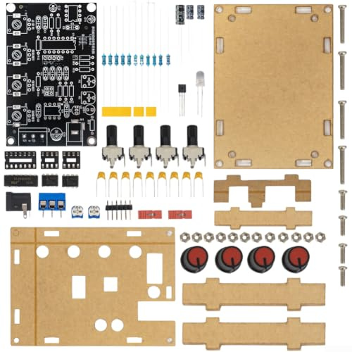 Icl8038 funktionsgenerator byggsats med akrylhölje för sinus rektangel triangulära vågor 5 hz upp till 400 kHz justerbart taktilförhållande Fr4 för elektronikexperiment och laboratorietester (B)