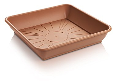 Erhard-Trading Blumentopf-Untersetzer Quattro Eckig Terracotta Quadratisch 17 cm (Gr. 1)