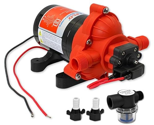 SEAFLO 33 series RV Water Pump - 12V, 3.0 GPM 45 PSI Diaphragm Pump, Self Priming On Demand Fresh Water Pump for RV Camper Boat Marine, Self Priming Pressure Pump, NSF UL 4-Year Warranty