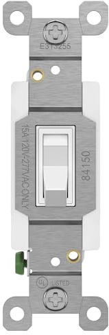 ENERLITES 4-Way Toggle Light Switch, Four Way, Side Wiring, Copper Wire Only, Grounding Screw, Residential Grade, 15A 125VAC 60Hz,UL Listed, 84150-W, White