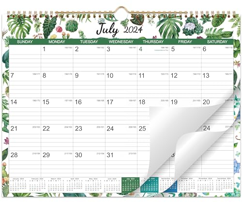 Kalender 2023-2024 - 2023-2024 Wandkalender deckt 18 Monate von Juli 2023 - Dez. 2024, 29,2 x 38,1 cm, Monatskalender 2023-2024 mit Julianischen Daten, Doppeldrahtbindung, hochwertiges dickes Papier