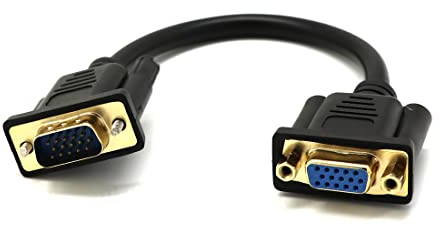 VGA Extension Cord with Ferrite Cores - Male to Male Gold Plated Lead, Compatible with Projectors, HDTVs, Displays, and Laptops (0.3M 15-pin)