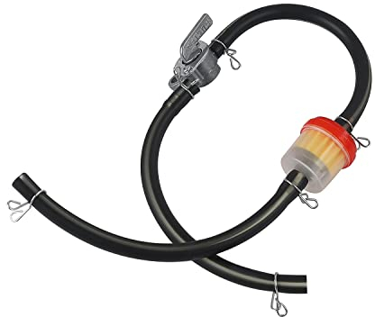 Filtro Benzina, HERKINDNESS Kit Tubo Benzina Nero Universale a 3 Segmenti, con Interruttore e Filtro Carburante Trasparente per Moto, Scooter, Motocross