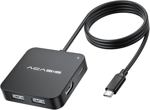 USB C Hub Long Cable 4FT 10Gbps, Multiport Adapter with 4K 60Hz HDMI, 100W Power Delivery, 3 USB A3.1+1 USB-C 3.1 Data Port, USB c to HDMI Adapter for MacBook, Dell, Lenovo, Surface, iPad PRO