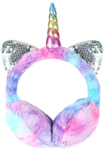 BTHRORO Einhorn Winter Ohrenschützer Kinder Süße Plüsch Weiche Ohrenwärmer Verstellbare Ohrschützer Kopfbedeckungen Winter Accessoire für Mädchen Dame den Außenbereich Warm Winter