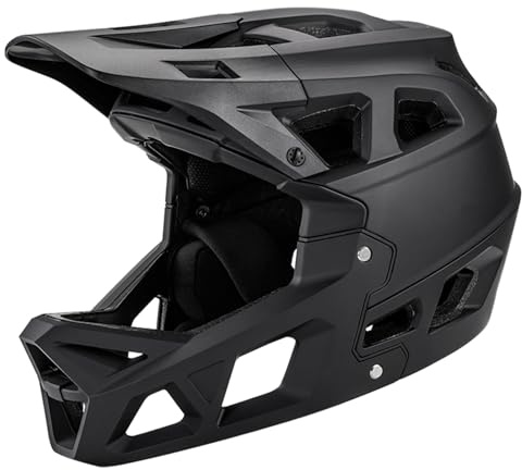 SHUAIGUO Full Face Mountain Bike Helmet Adult Racing Downhill Helmet for Mountain Bike,for head circumference 59-61cm(Black & L)