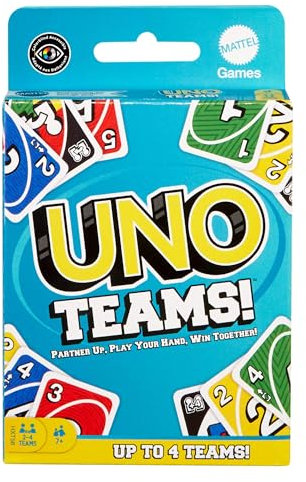 Mattel Games UNO Teams Kartenspiele für Kinder, Erwachsene und Familienabende, Partys und Reisen mit Sonderregeln für das Spielen in Zweierteams, HXT58