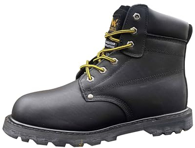 WOOD WORLD Men's Safety Boots Goodyear Welted WW2H Steel Toe Black Leather-Black-7