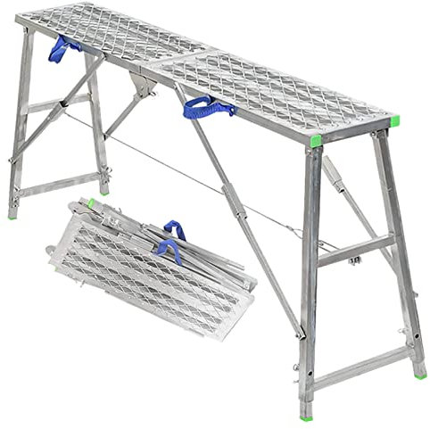 Taburete portátil multiusos para andamio de torre, Escalera Caballete Trabajo, para decorar la limpieza con capacidad de carga de 880 libras, plataforma de trabajo de 160 cm, equipo de andamio