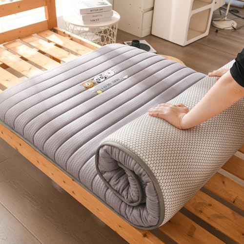 Matelas Futon Japonais, Matelas de sol de 5 cm d'épaisseur, Matelas Tatami, Dortoir pliable, Matelas Tatami, portable, enroulable, Matelas de camping, Matelas de sol (gris, 90 x 190 cm)