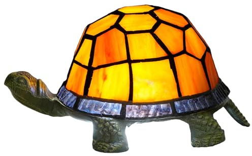 Orange sköldpadda lampa Tiffany sängbordslampa Retro dekor konst nattduksbordslampa för heminredning