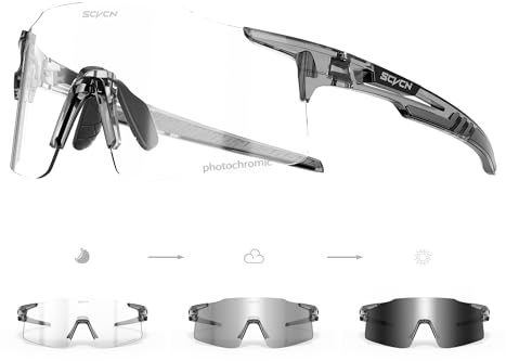 SCVCN Selbsttönend Fahrradbrille Photochromatische Herren Damen Sportsonnenbrille Klar Radsport Radfahren MTB Laufen Radbrille Volleyball Tennis Autofahren Angeln Softball Bergsteigen Wandern