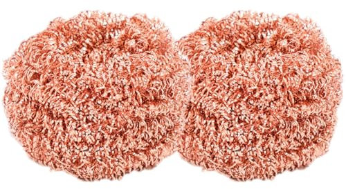 2PCS Eponge Cuivre, Grattoir Cuivre pour Vaisselle Cuisine, Boule planchas, Dissout La Saleté Tenace pour Nettoyer Les Casseroles Et Les Bols, 8cm
