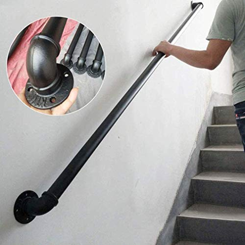 Matt Svart Trappa Handräcke, Anti-Halk Smidjärn Rör Trappa Räcke, Banister För Äldre Funktionshinder/280Cm