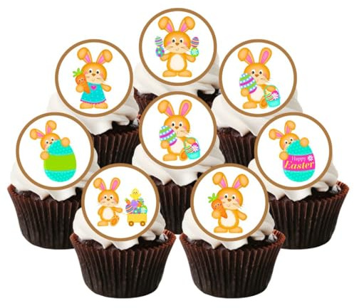 Lot de 48 décorations comestibles pour cupcakes en forme de lapin de Pâques
