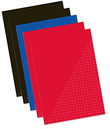 Kangaro A4-skolhäfte 10 mm 80 ark sorterade 5-pack, K-58340, zwart/blå/rood