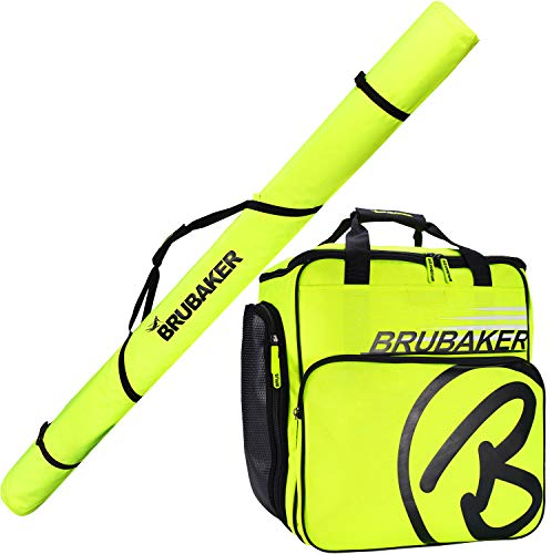 BRUBAKER Combi Set XC Touring Champion - Funda de Esquí de Fondo y Funda de Bota de Esquí para 1 par de Esquís + Bastones + Botas + Casco - 210 cm