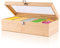 Valuna Teebox Bambus 5 Fächer -Tee Aufbewahrung von 100 Teebeutel - Holz Tee Box mit Acryl-Glasdeckel - Tee Organizer groß - Dekorative Aufbewahrungsbox - tolles Geschenk - H x B x T: 11x36x16cm