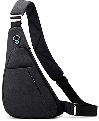 VARLIVOO Herren Sling Bag Brusttasche für Herren Schultertasche Hiking Fitness Radfahren Chest Bag Sporttasche Umhängetaschen Wasserdicht Polyester Schwarz B