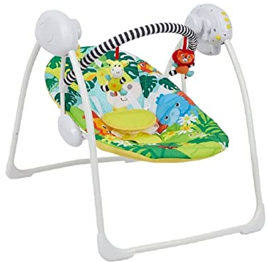 LADIDA Columpio eléctrico plegable para bebé, diseño de safari, música relajante, adecuado para recién nacidos