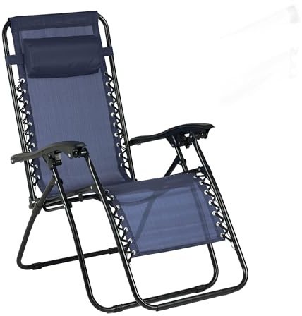 IlGruppone Sedia gravità Zero Reclinabile Pieghevole – Sdraio Relax da Giardino con Poggiatesta Regolabile, Struttura in Acciaio e Tessuto Textilene, per Terrazzo, Piscina e Campeggio - Blu
